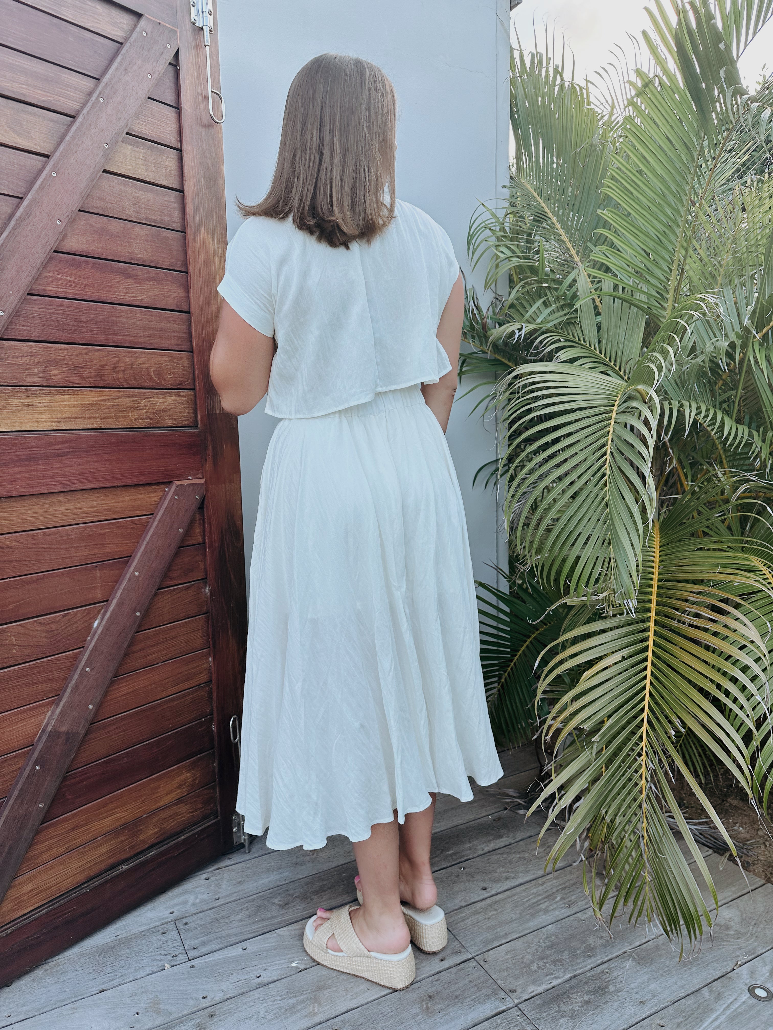 Natalie Flowy White Skirt Set-RESTOCK