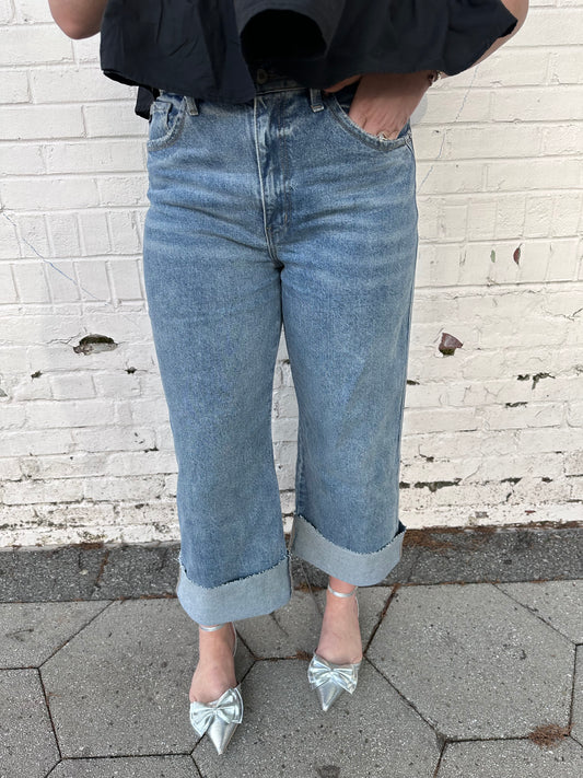 90’s High Rise Cropped Wide Leg Jeans- Kancan