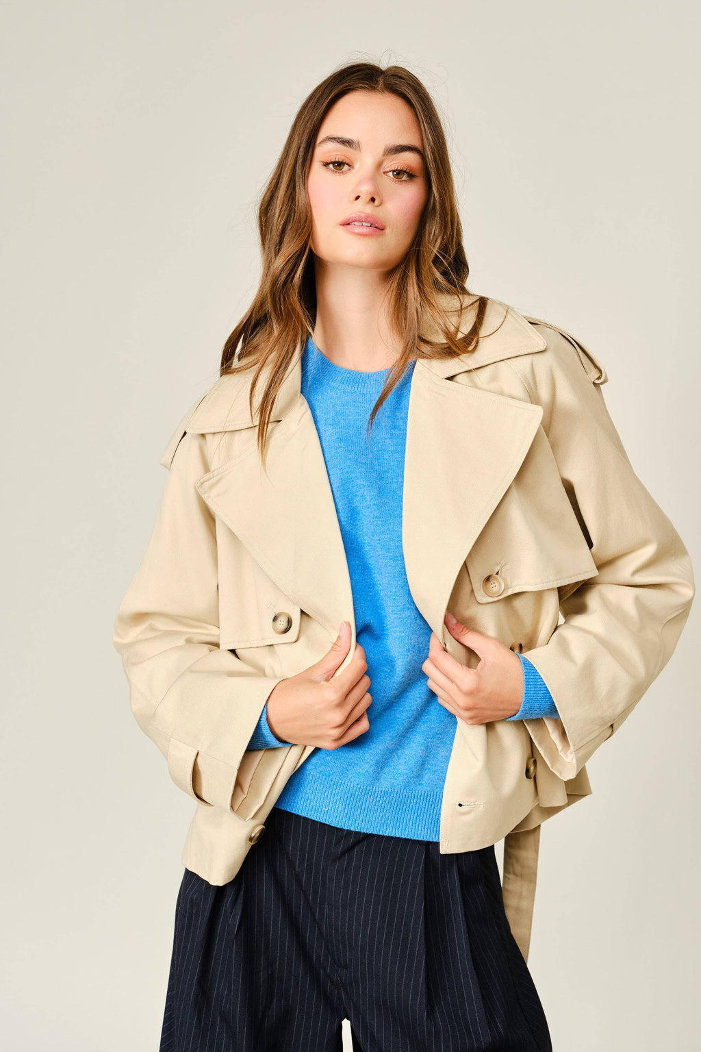 Annie A line Half Trench Coat With Belt
