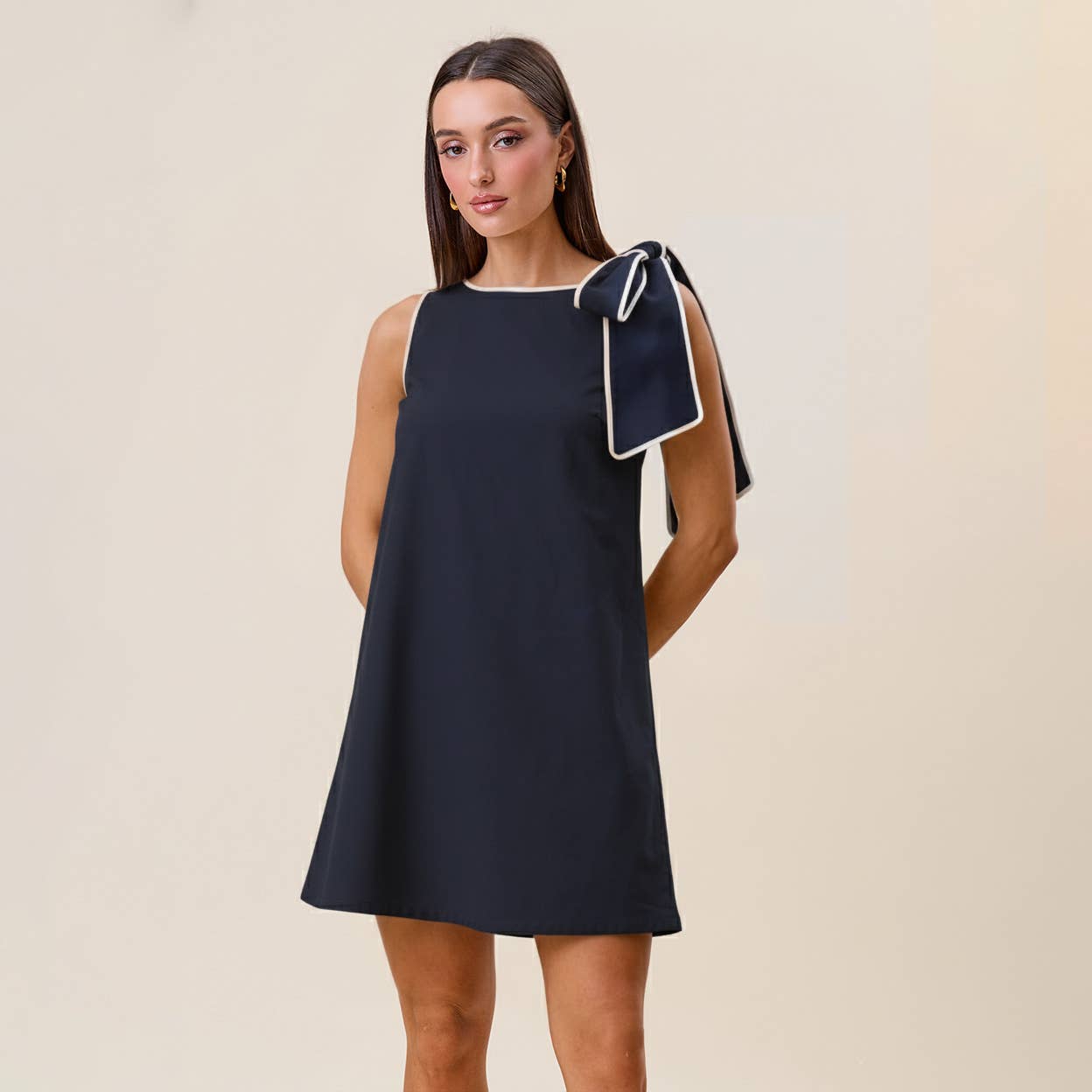 Elizabeth Tie Shoulder Mini Shift Dress