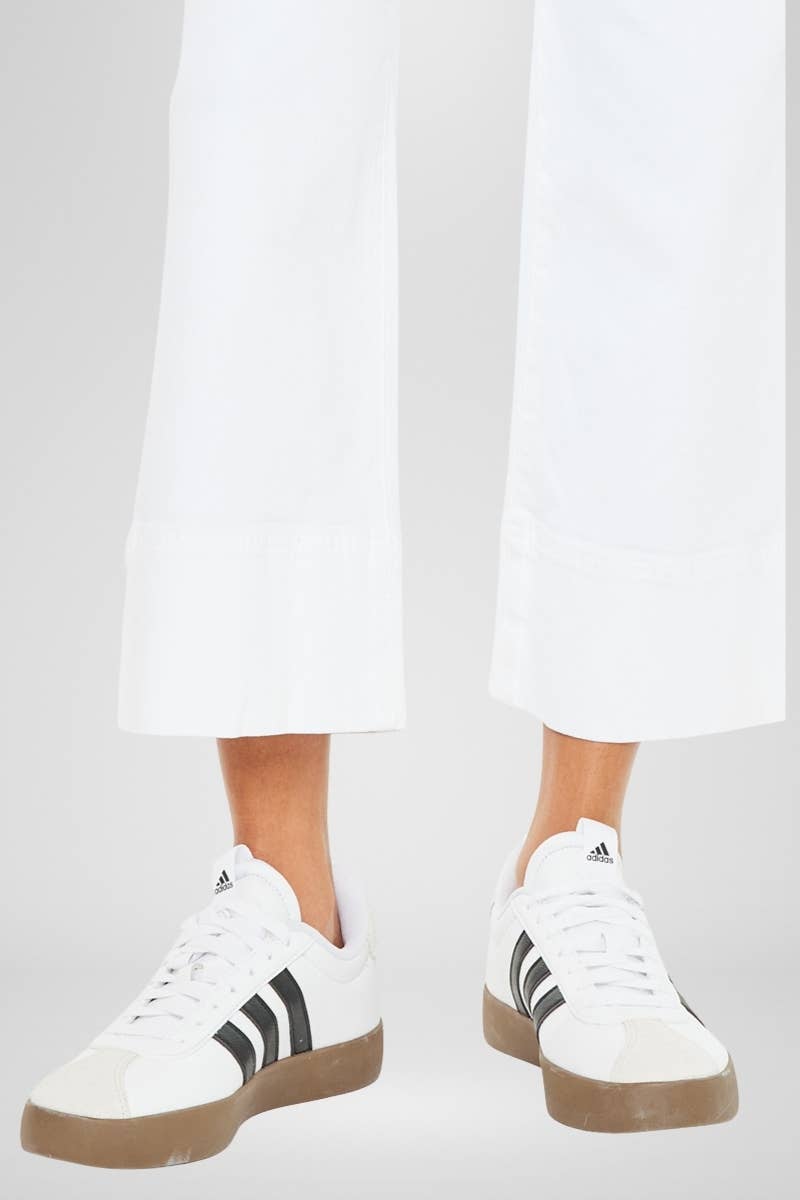 Holly High Rise Cropped Wide Leg White Jeans- Kancan