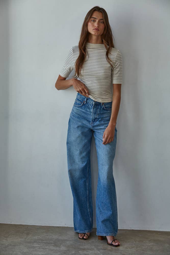 Erin Knit Mock Neck Short Sleeve Top