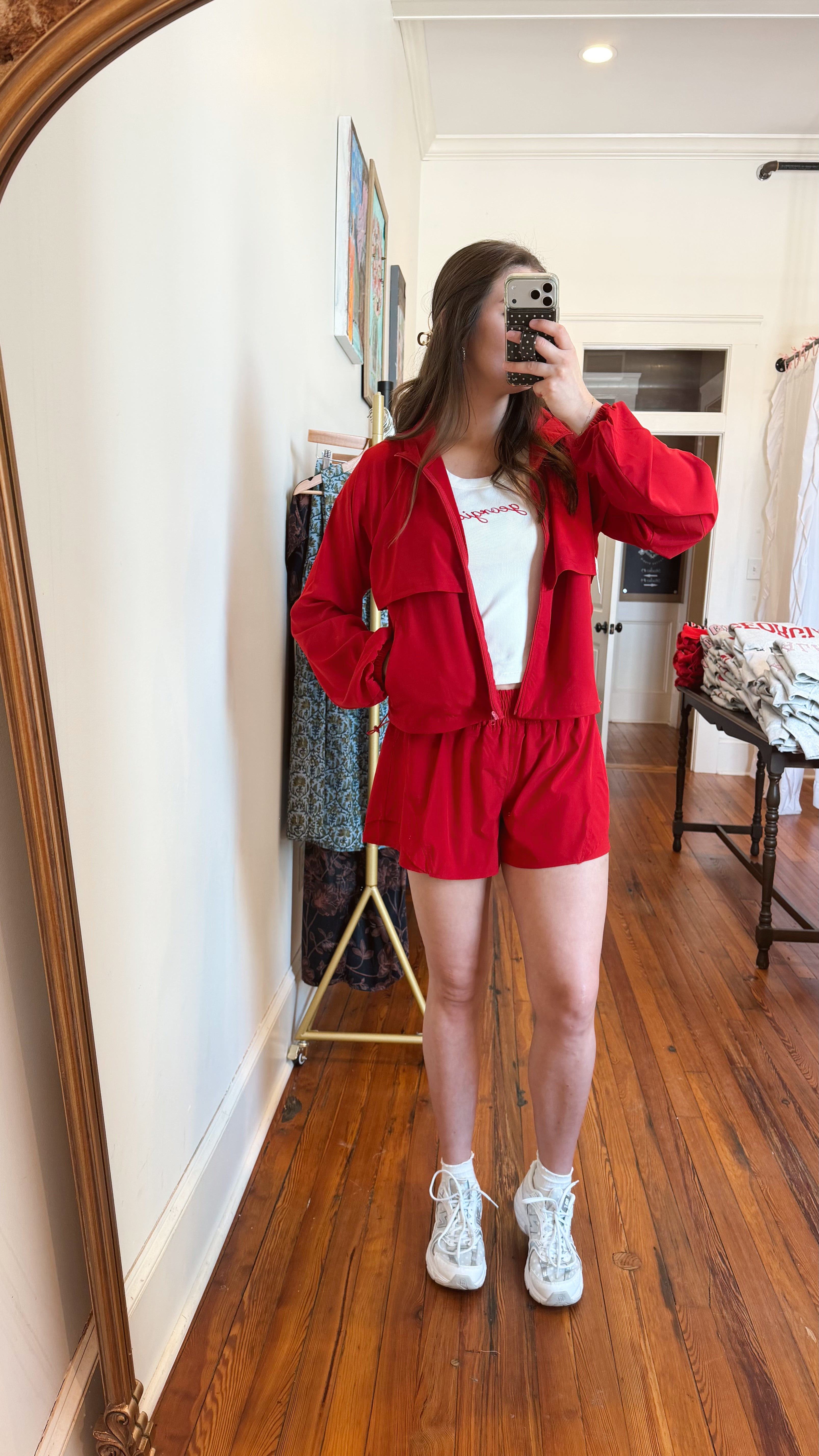 Cherry Windbreaker Shorts Set