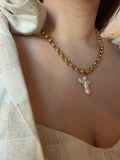 Pearl Cross Gold Chain- Tarnish Free