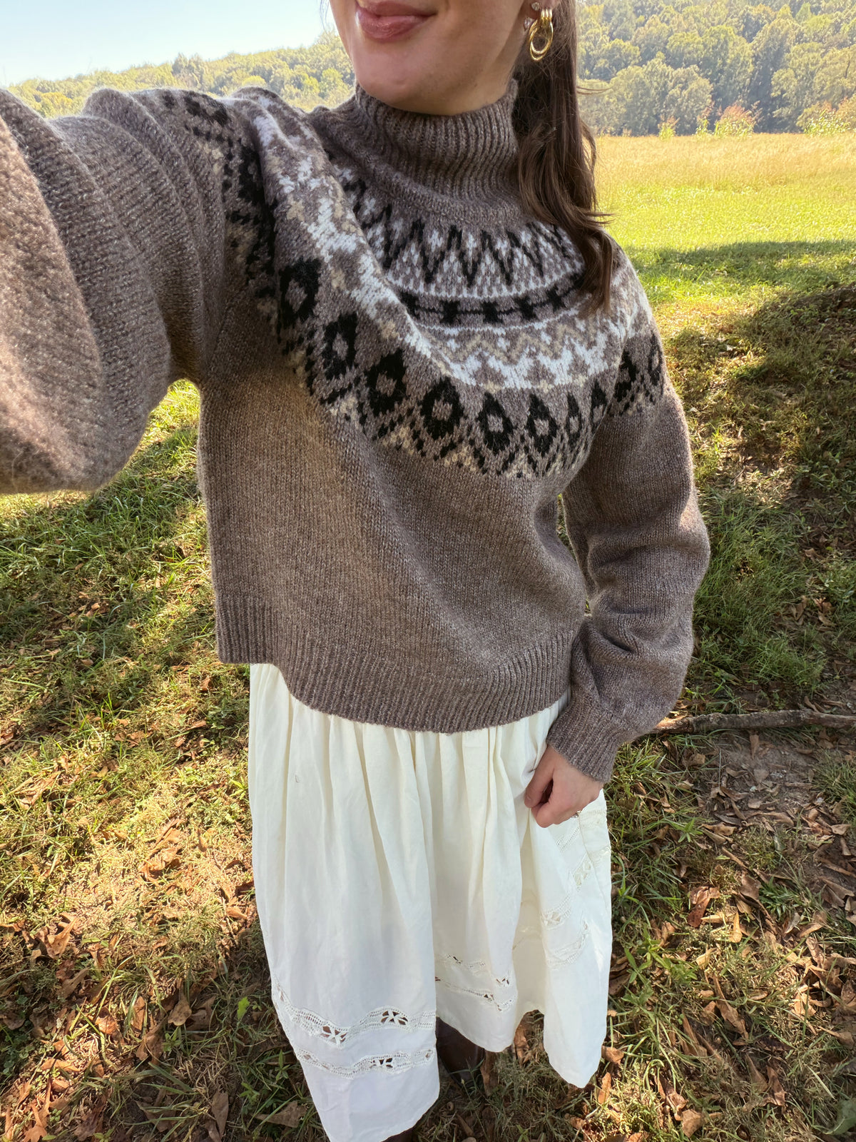 Kristen Fair Isle Mock Neck Sweater