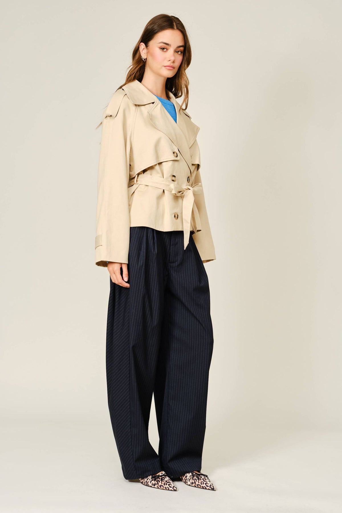 Annie A line Half Trench Coat With Belt