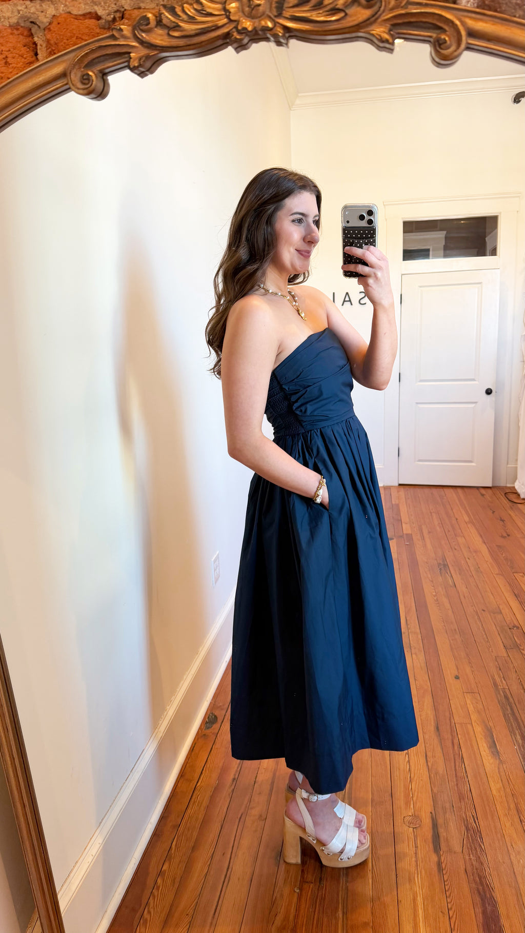 Florence Navy Sleeveless Midi Dress