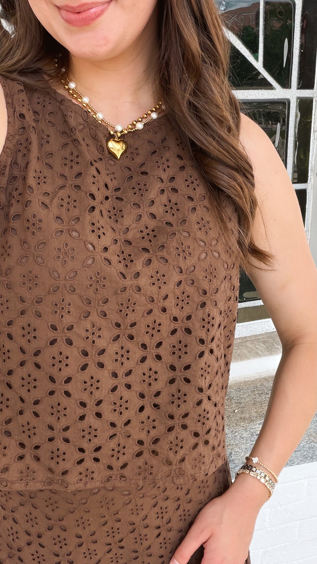 Lucy Tank Top – Chocolate Eyelet