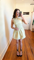Cline Classic Pinstripe Yellow Mini Dress