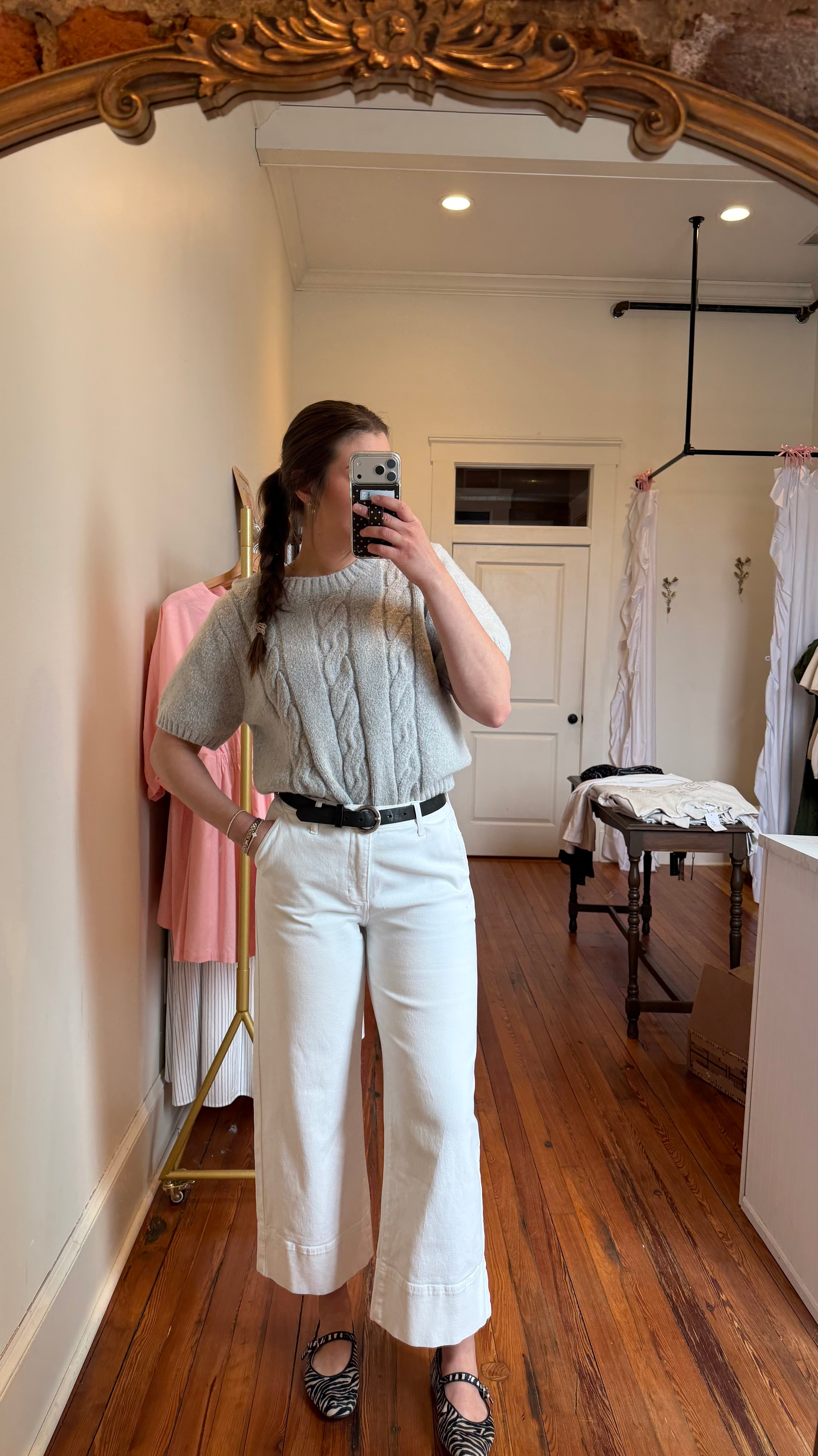 Holly High Rise Cropped Wide Leg White Jeans- Kancan