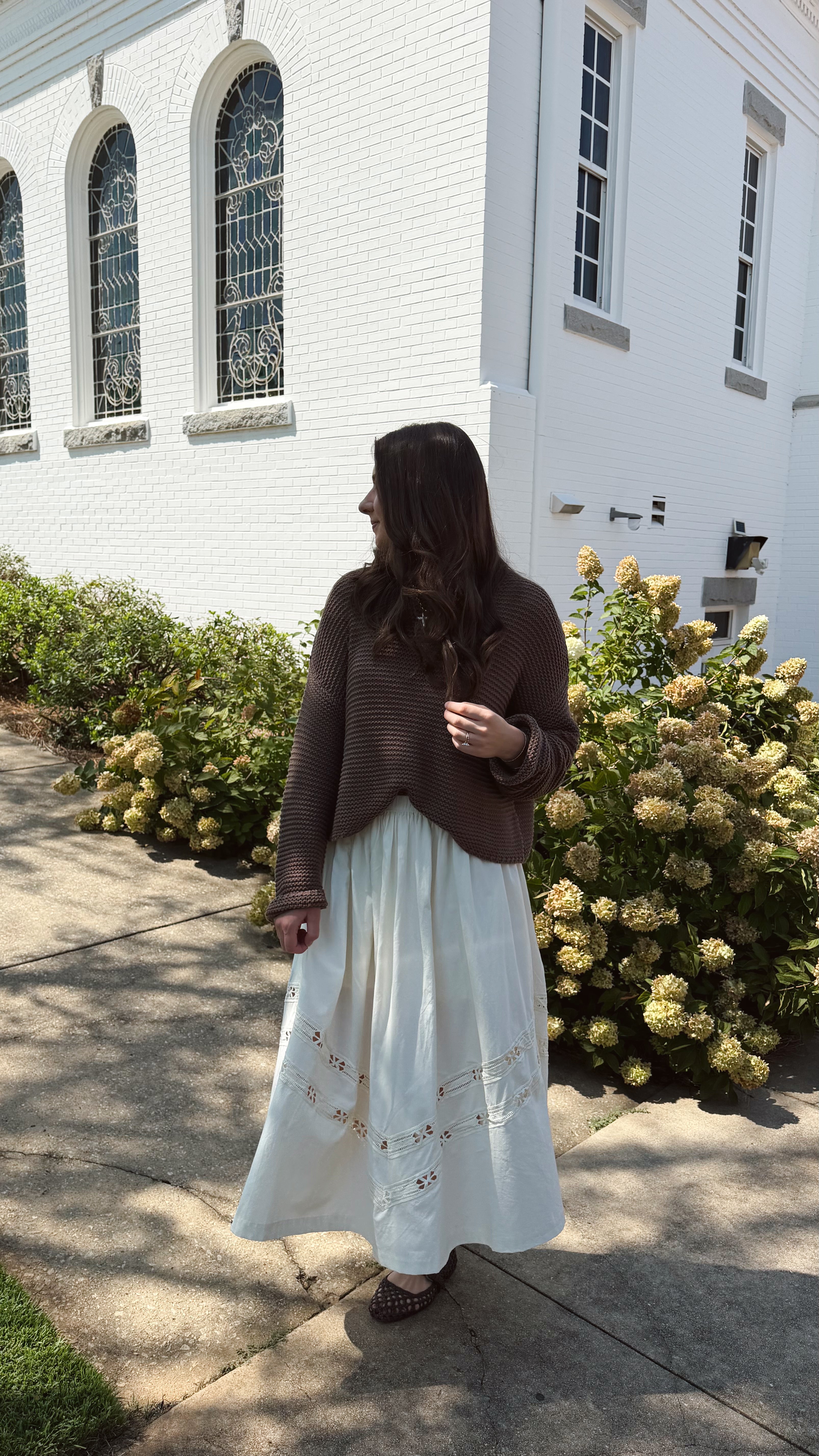 Adeline Cream Cotton Cutout Maxi Skirt