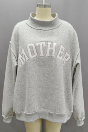 Mother Embroidered Mock Neck Sweatshirt