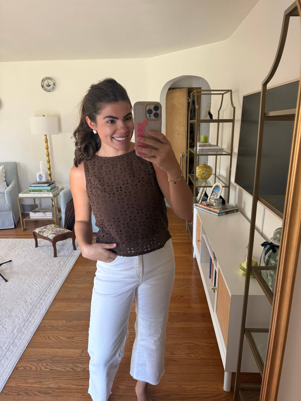 Lucy Tank Top – Chocolate Eyelet