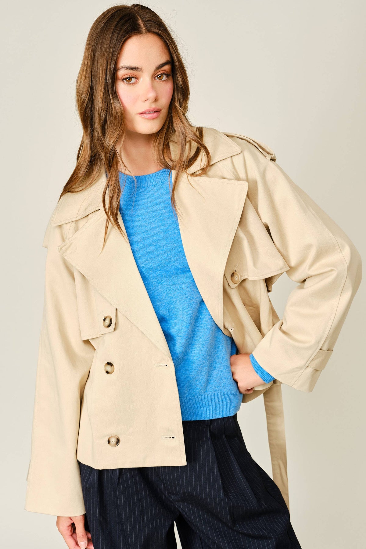 Annie A line Half Trench Coat With Belt