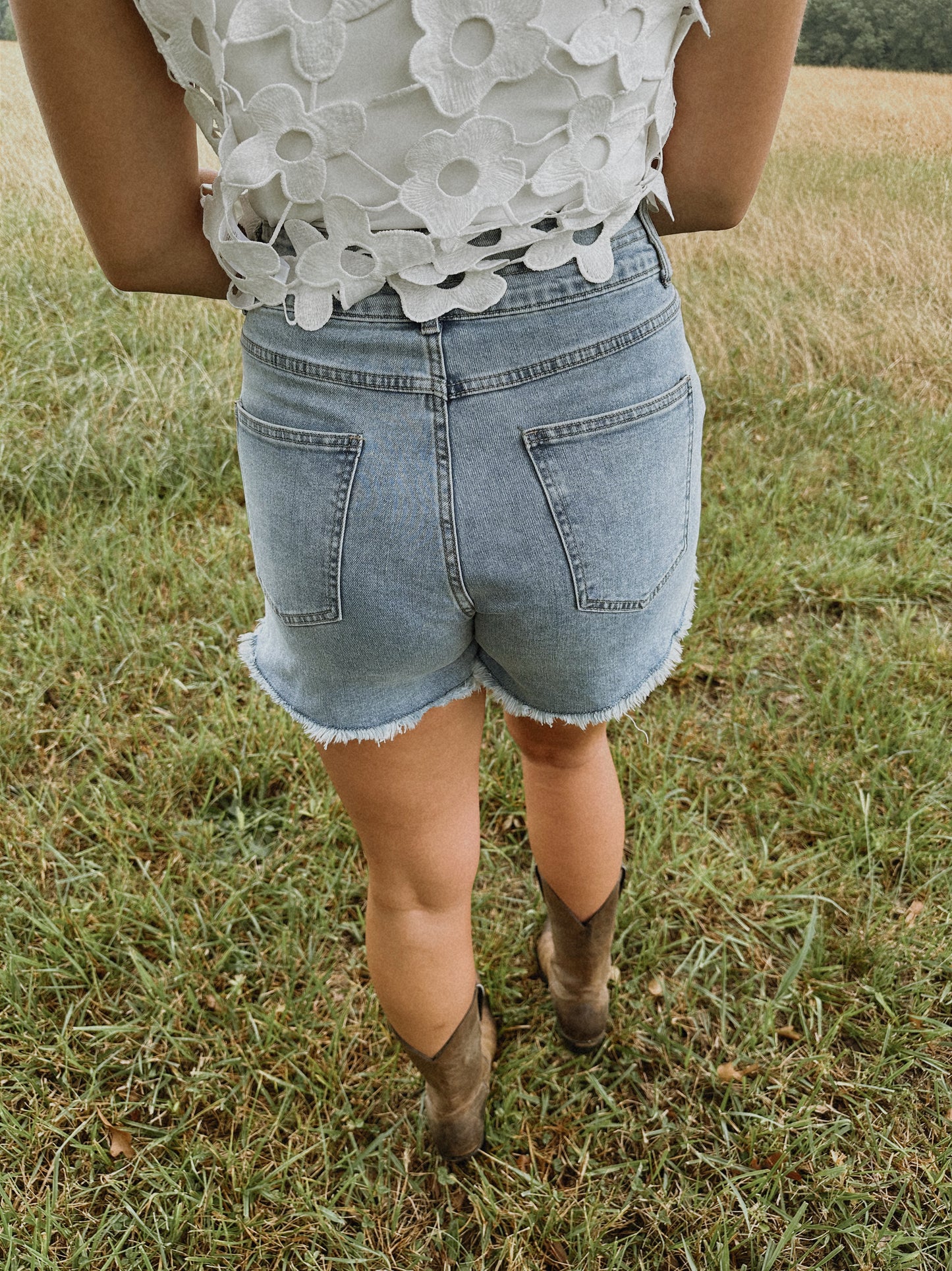 High Rise Denim Shorts