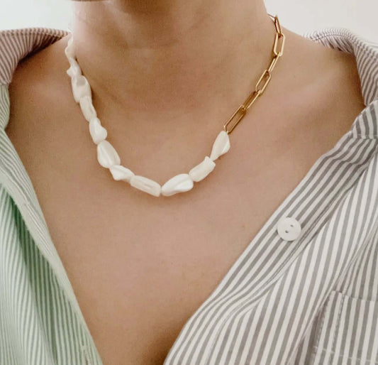 Chain & Shell Pearl Necklace