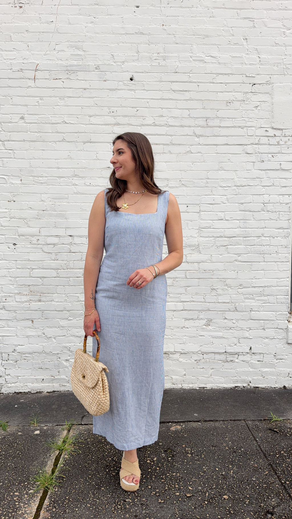 Mia Stripe Square Neck Maxi Dress