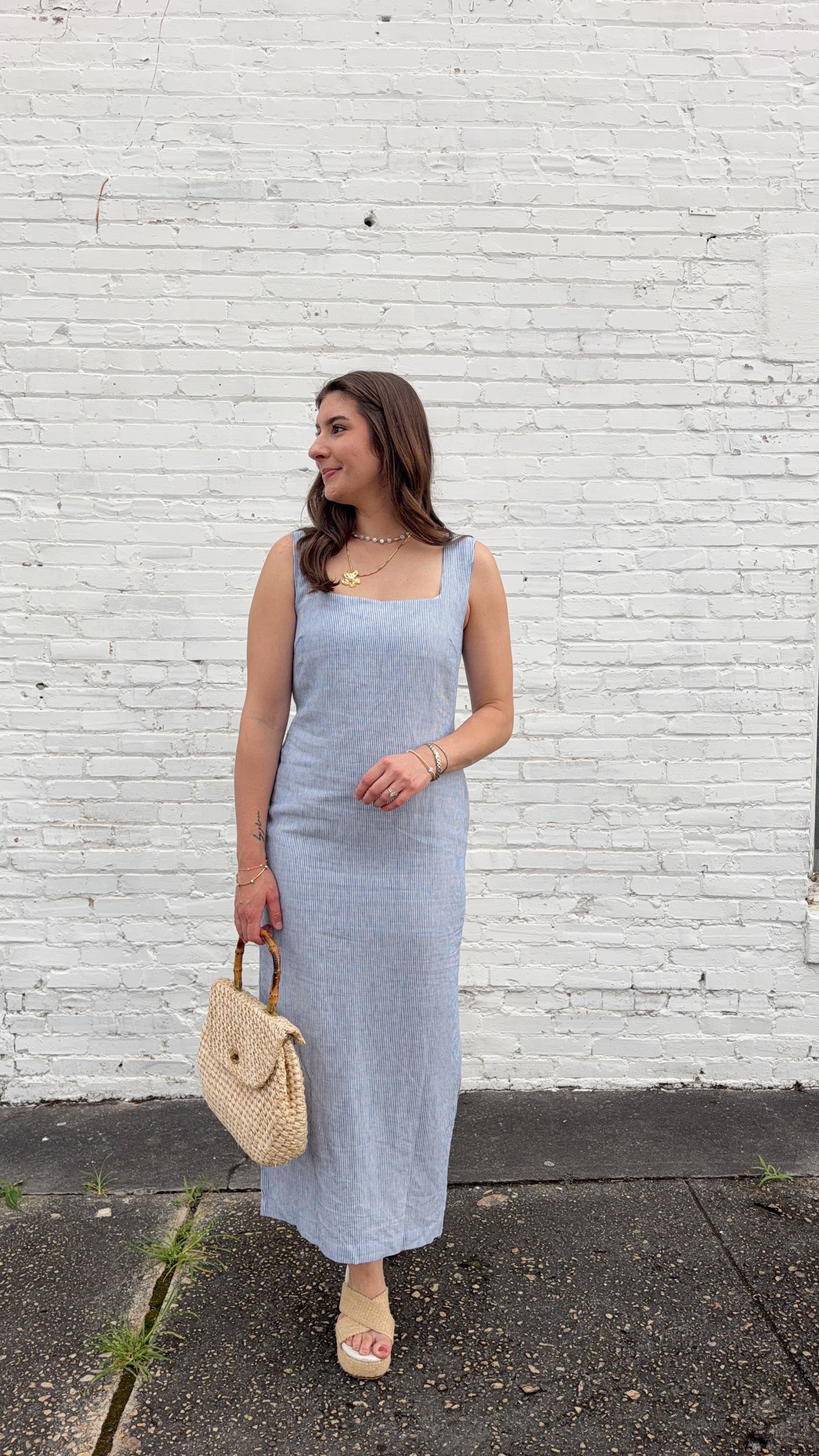 Mia Stripe Square Neck Maxi Dress