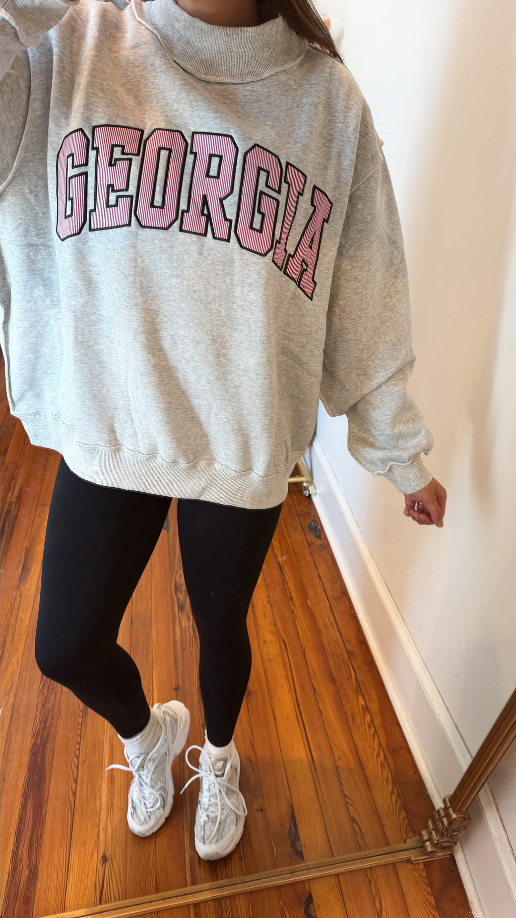 Georgia Pinstripe Embroidered Mock-neck Sweatshirts