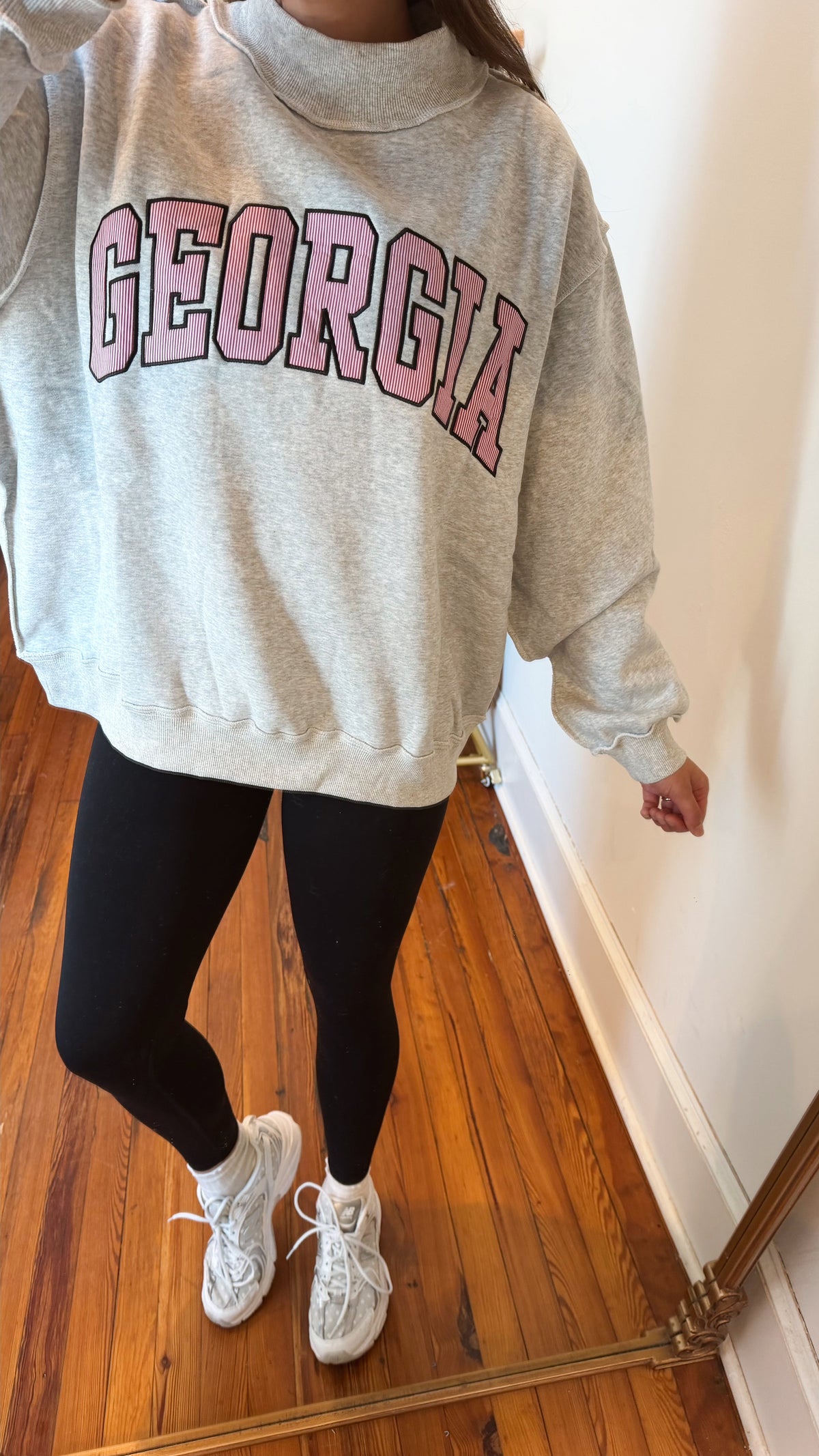 Georgia Pinstripe Embroidered Mock-neck Sweatshirts