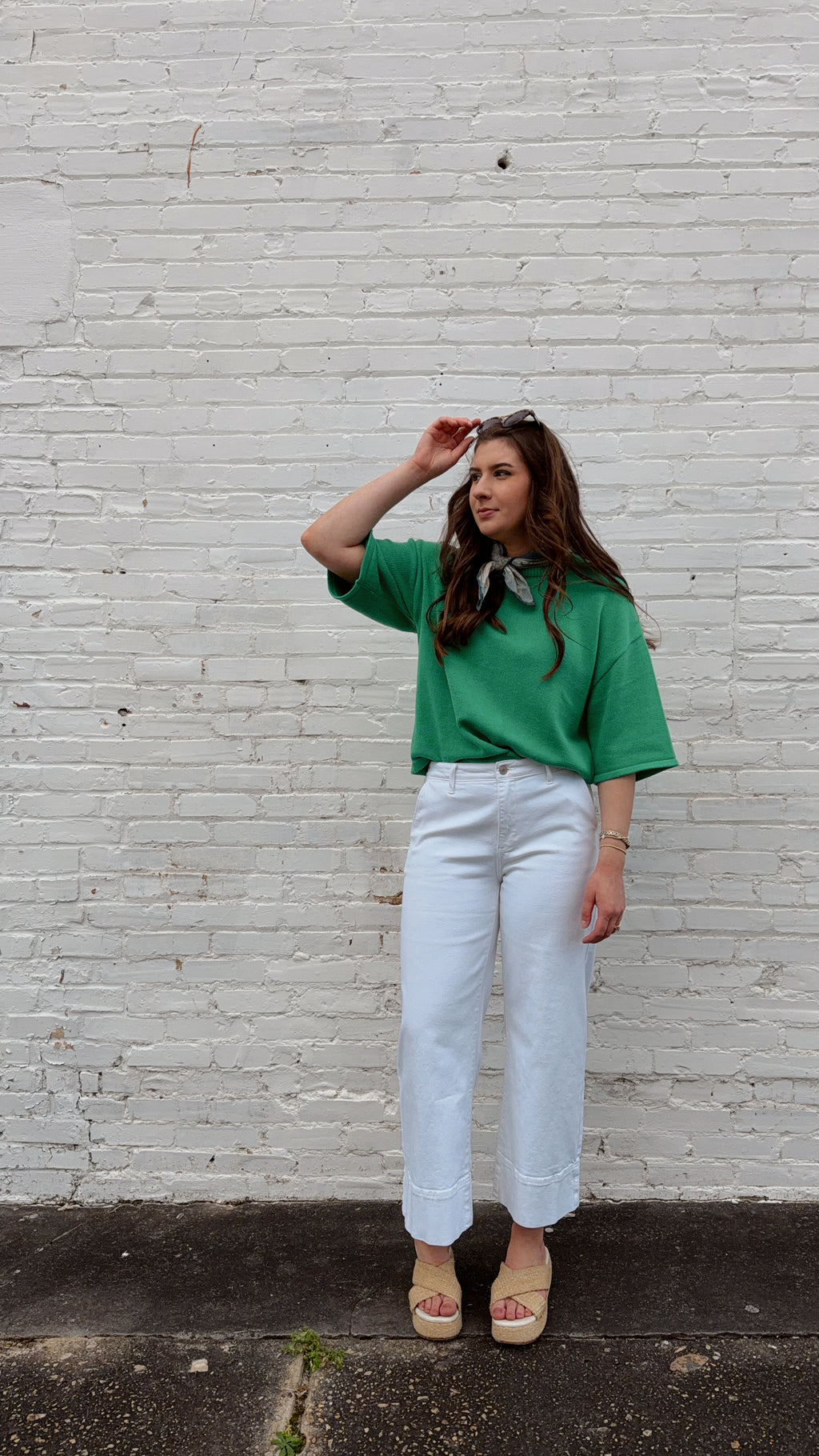 April Green Knit Short Sleeve Top