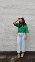 April Green Knit Short Sleeve Top