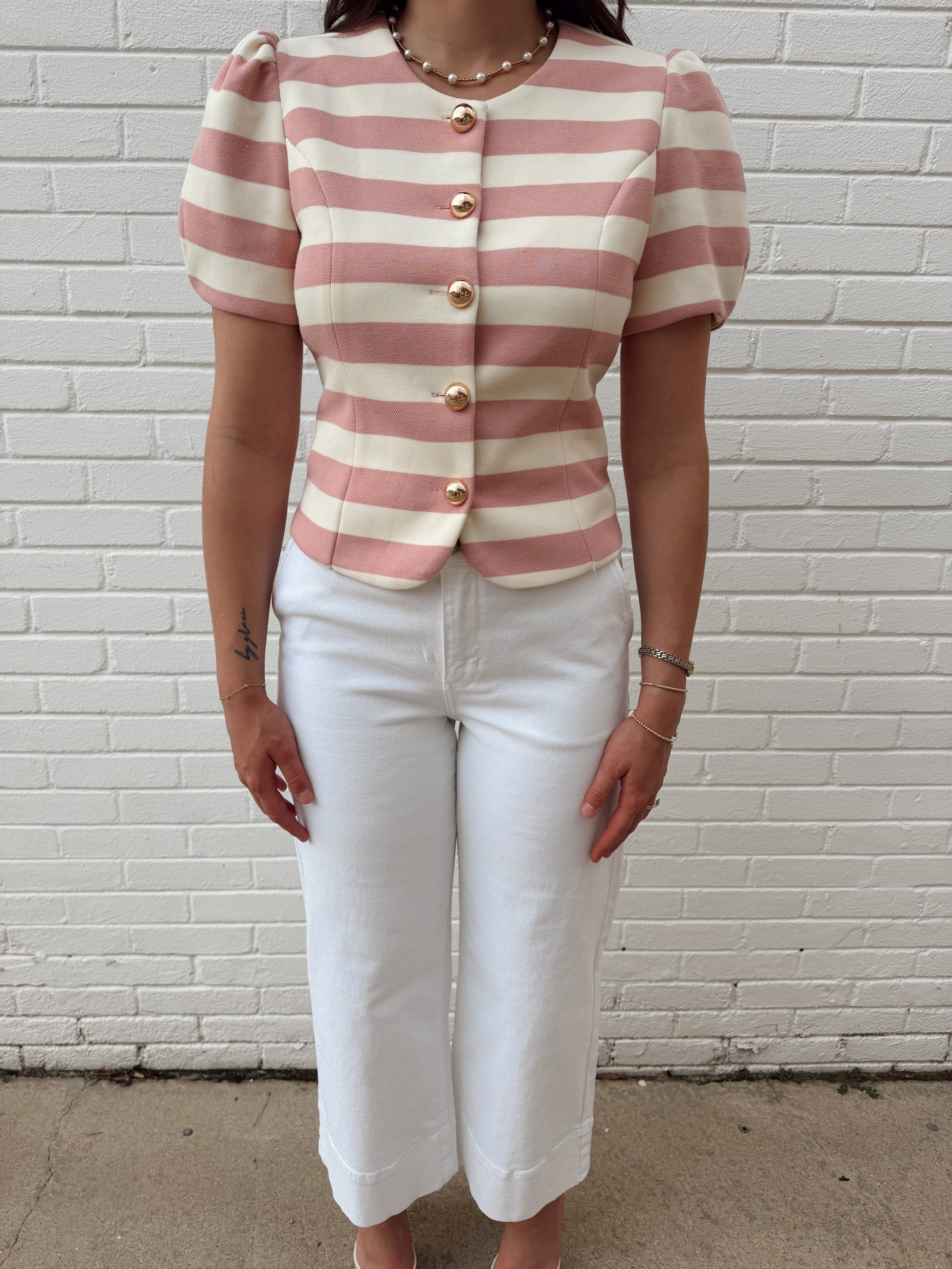 Ambrose Pink and Ivory Striped Top