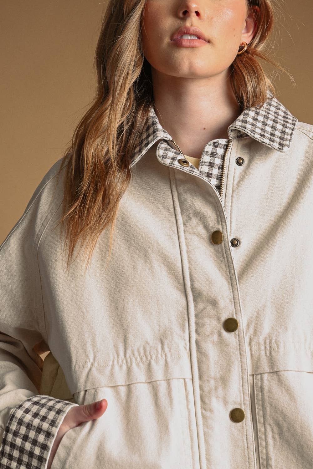 Leighton Gingham Detail Twill Jacket