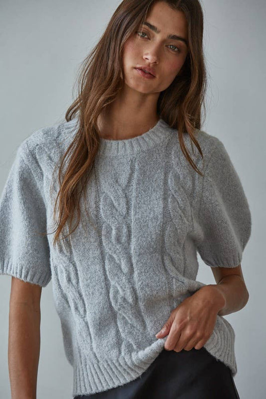 Scottie Cable Knit Short Sleeve Sweater