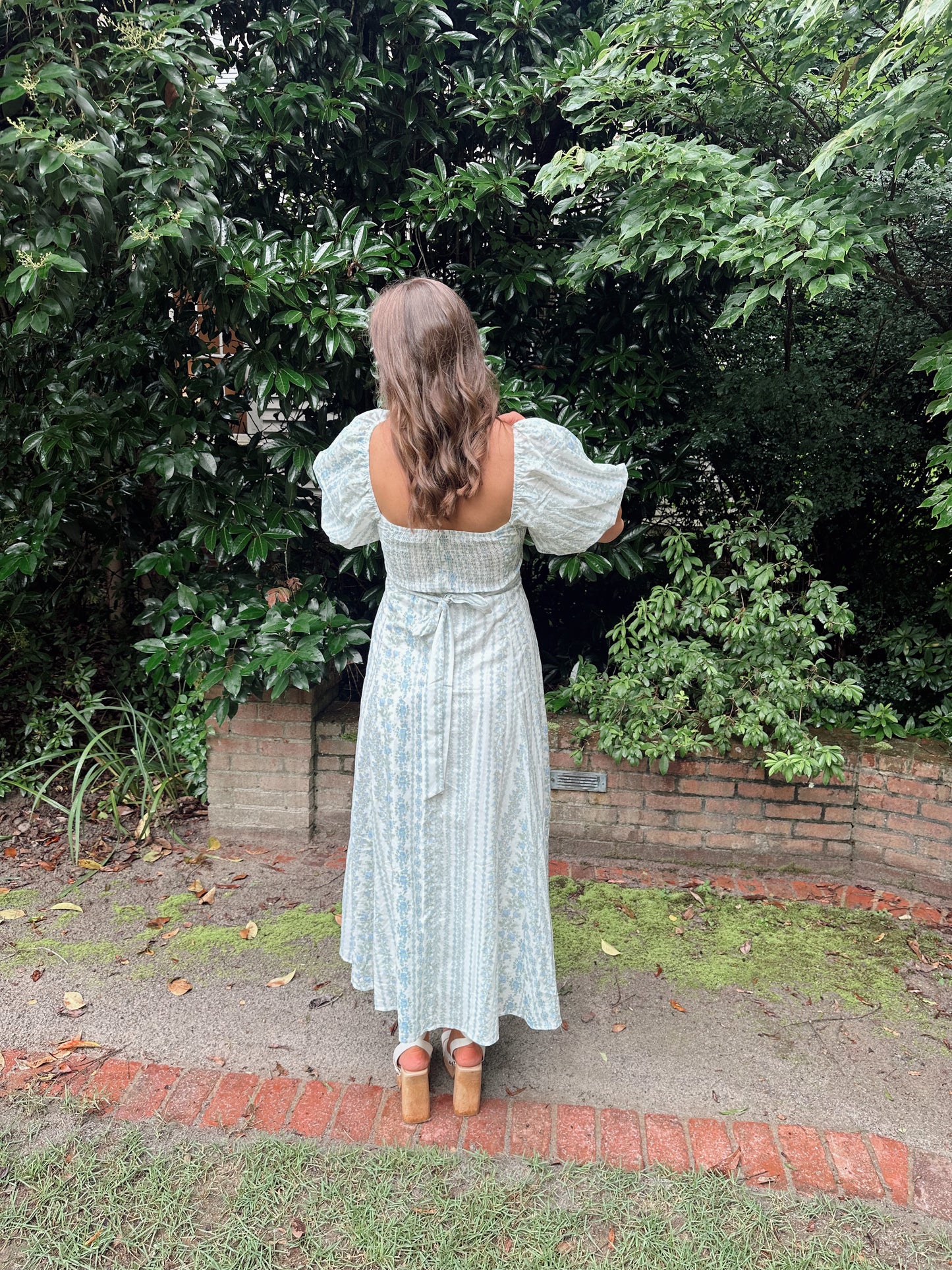 Charolette Blue Floral Puff Sleeve Maxi Dress