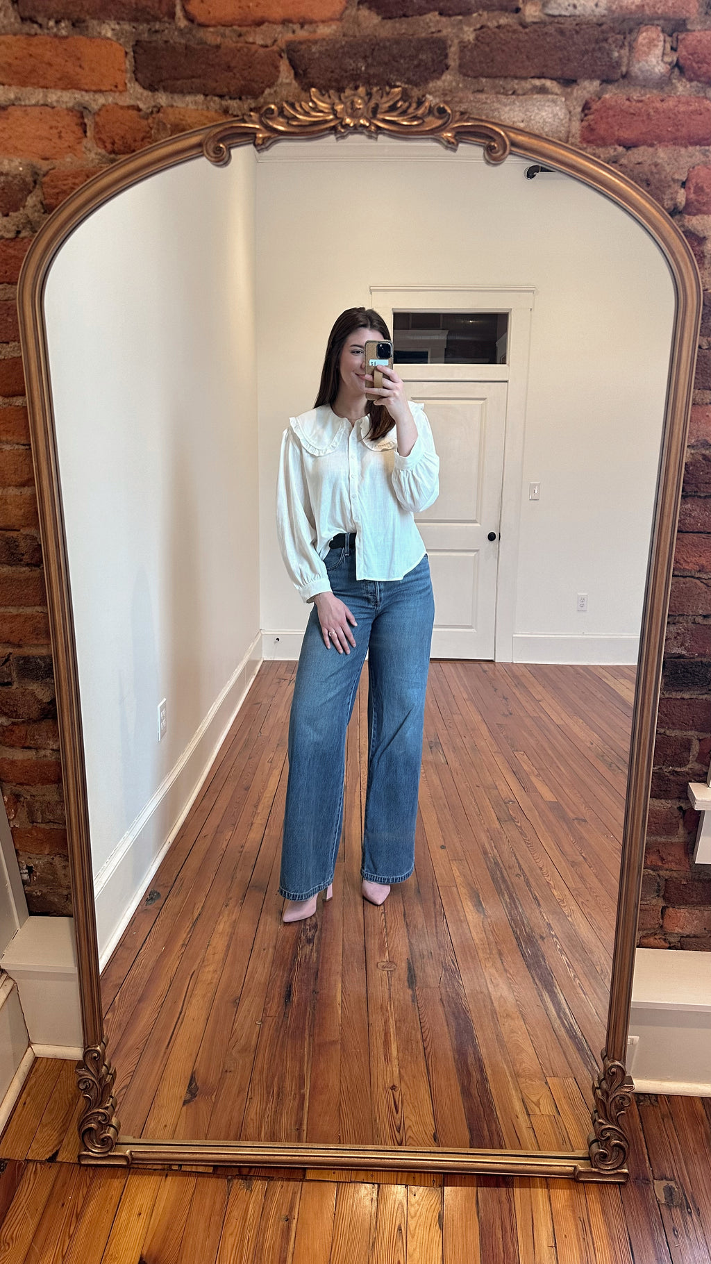 Hadley Ruffle Collar Button Up