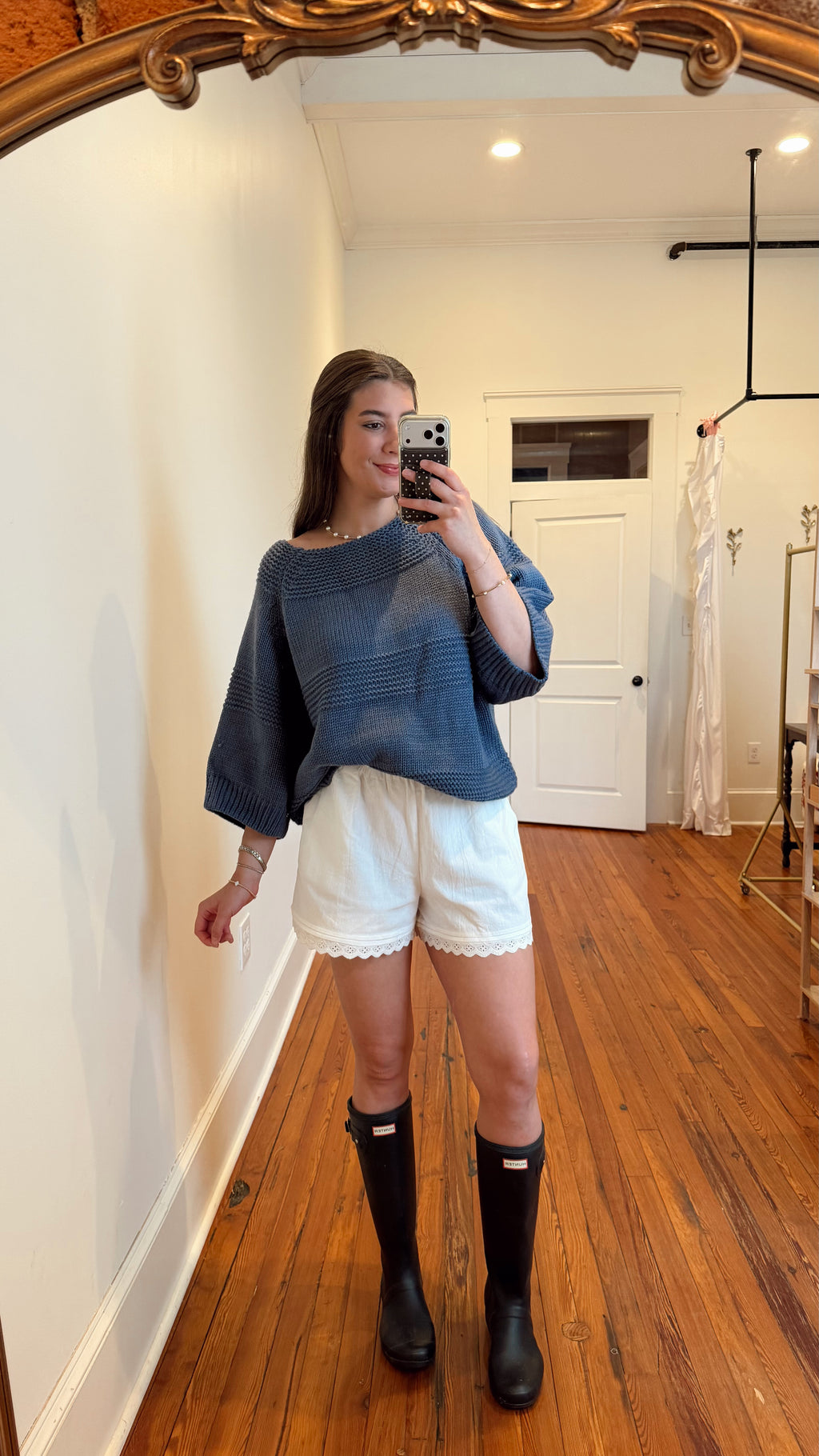White Eyelet Cotton Shorts