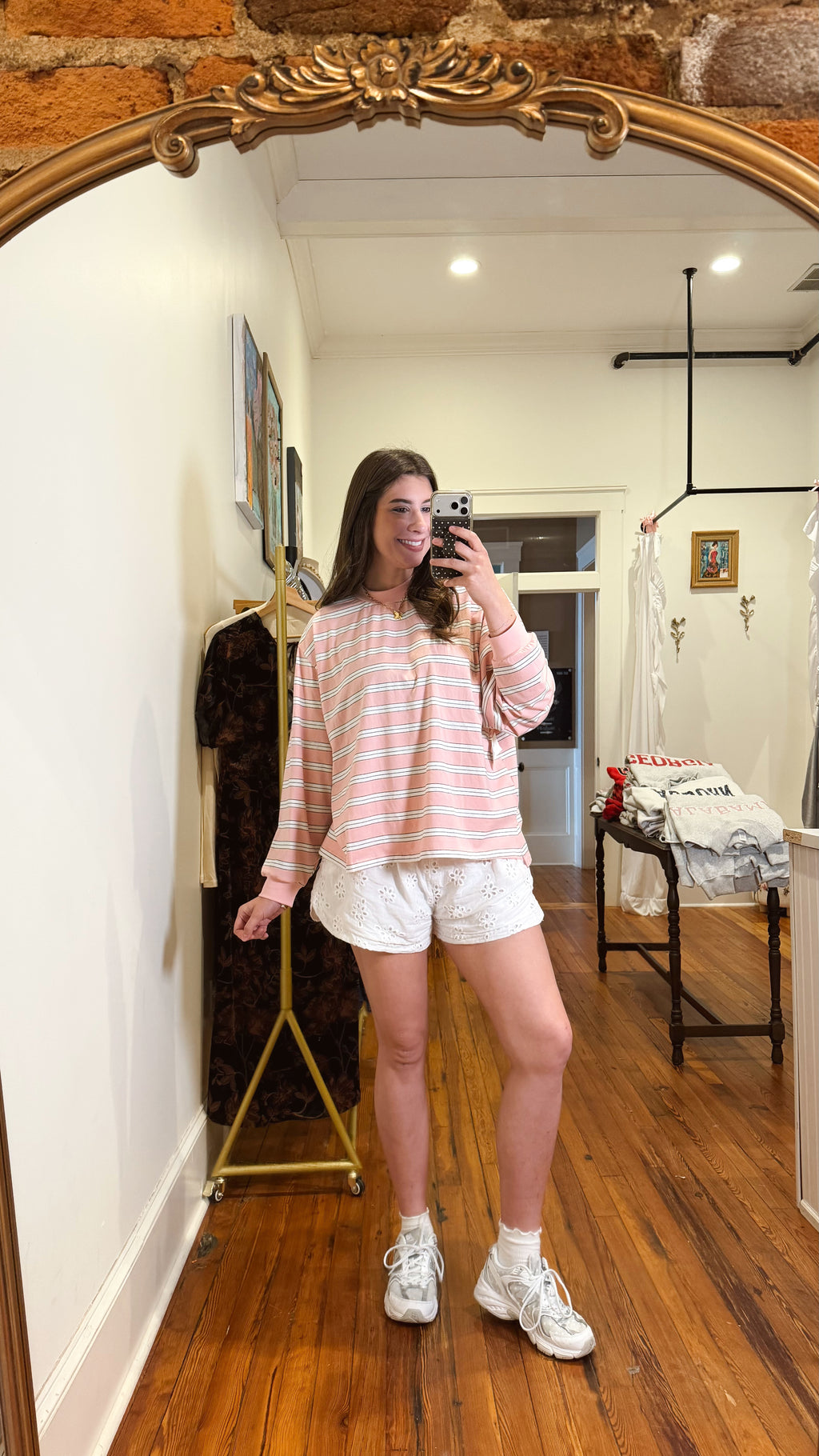 Pink Stripe Long Sleeve Top