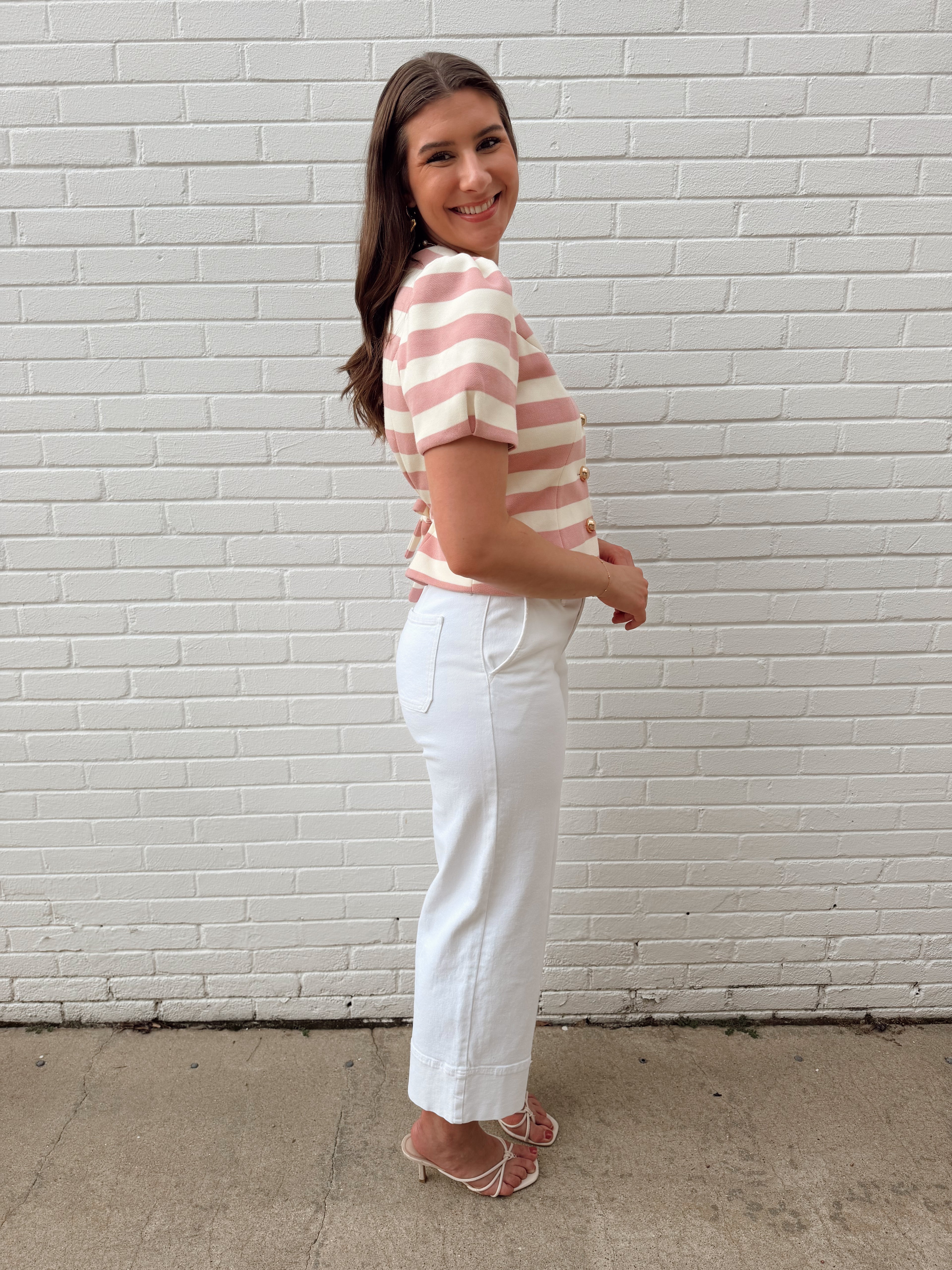 Ambrose Pink and Ivory Striped Top