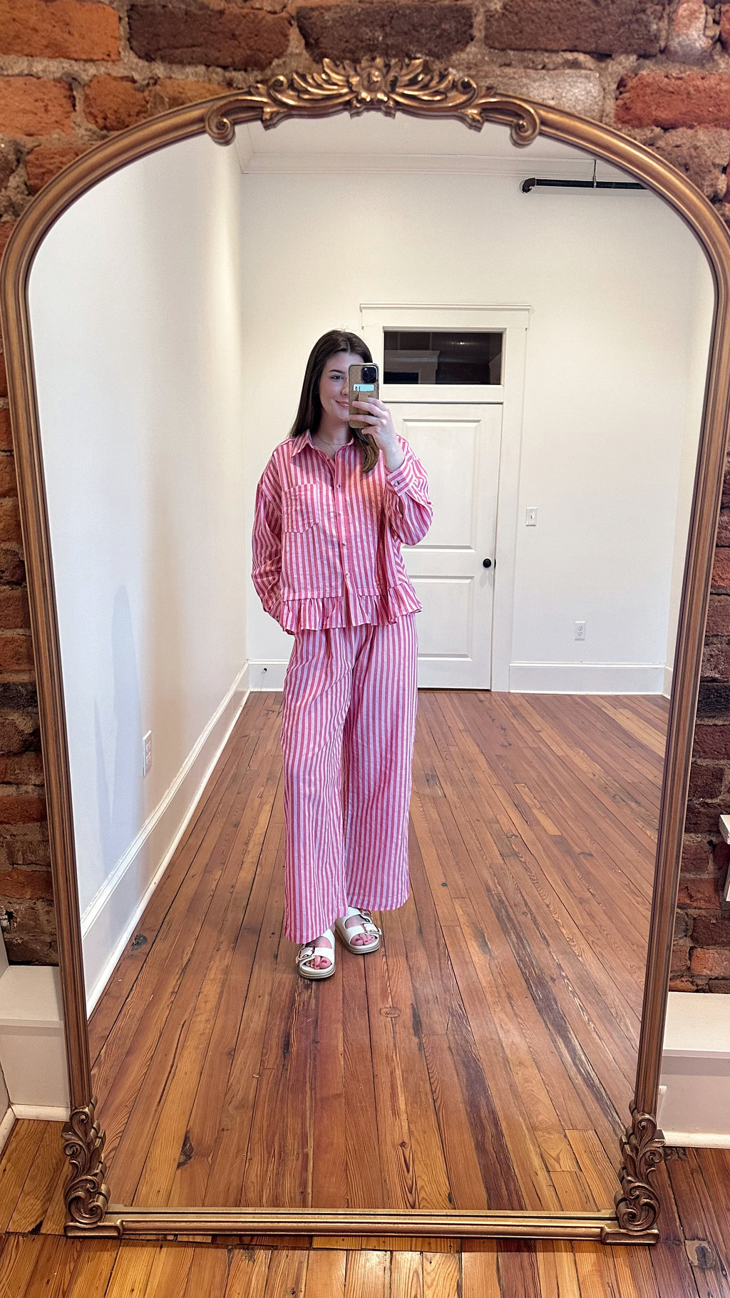 Bea Ruffle Striped Wide Leg Set