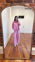 Bea Ruffle Striped Wide Leg Set