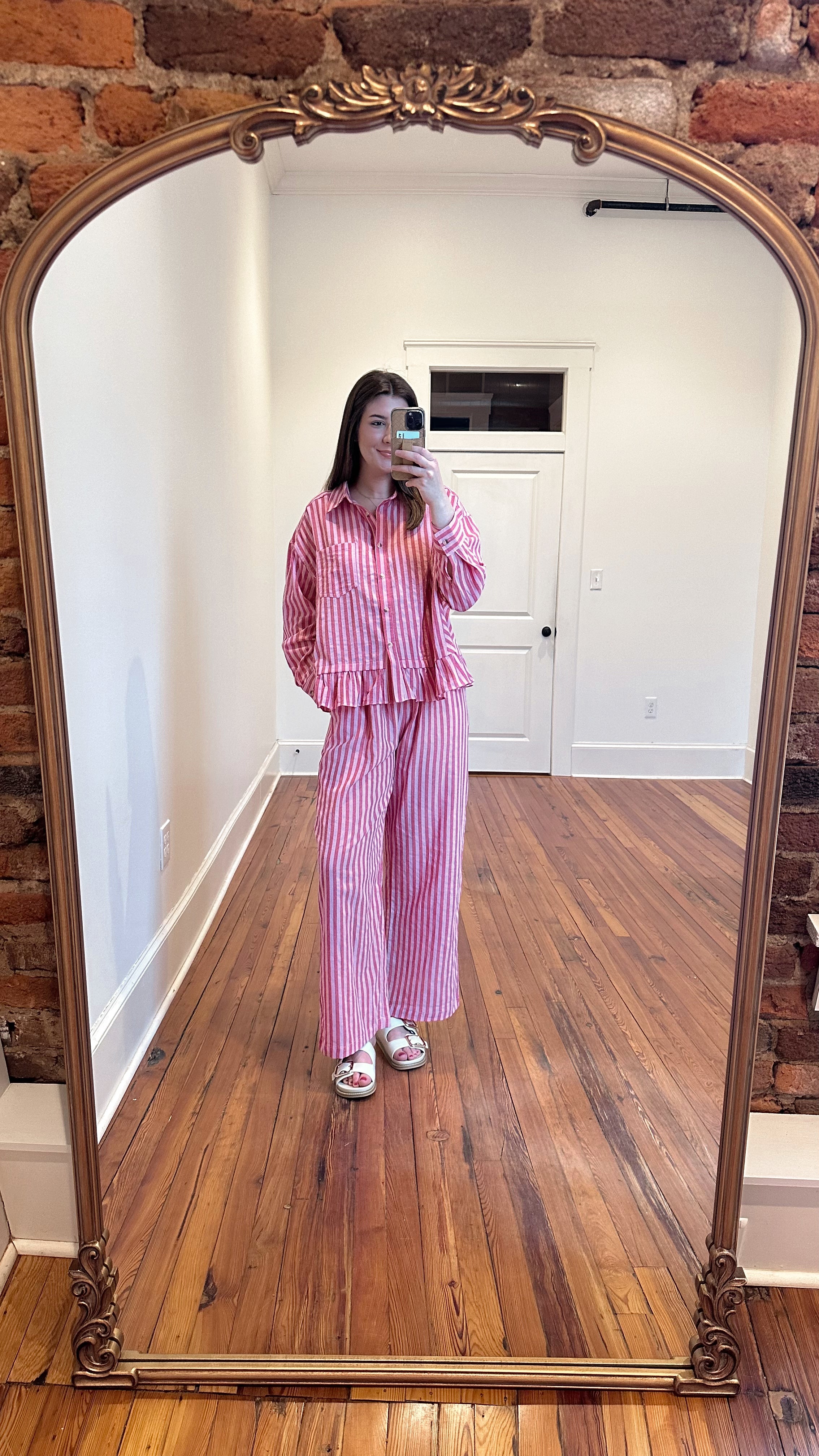 Bea Ruffle Striped Wide Leg Set