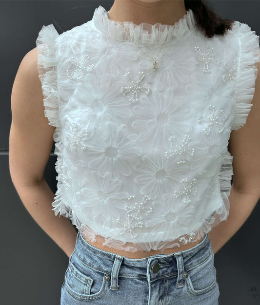 Everleigh Embellished Floral Crop Top