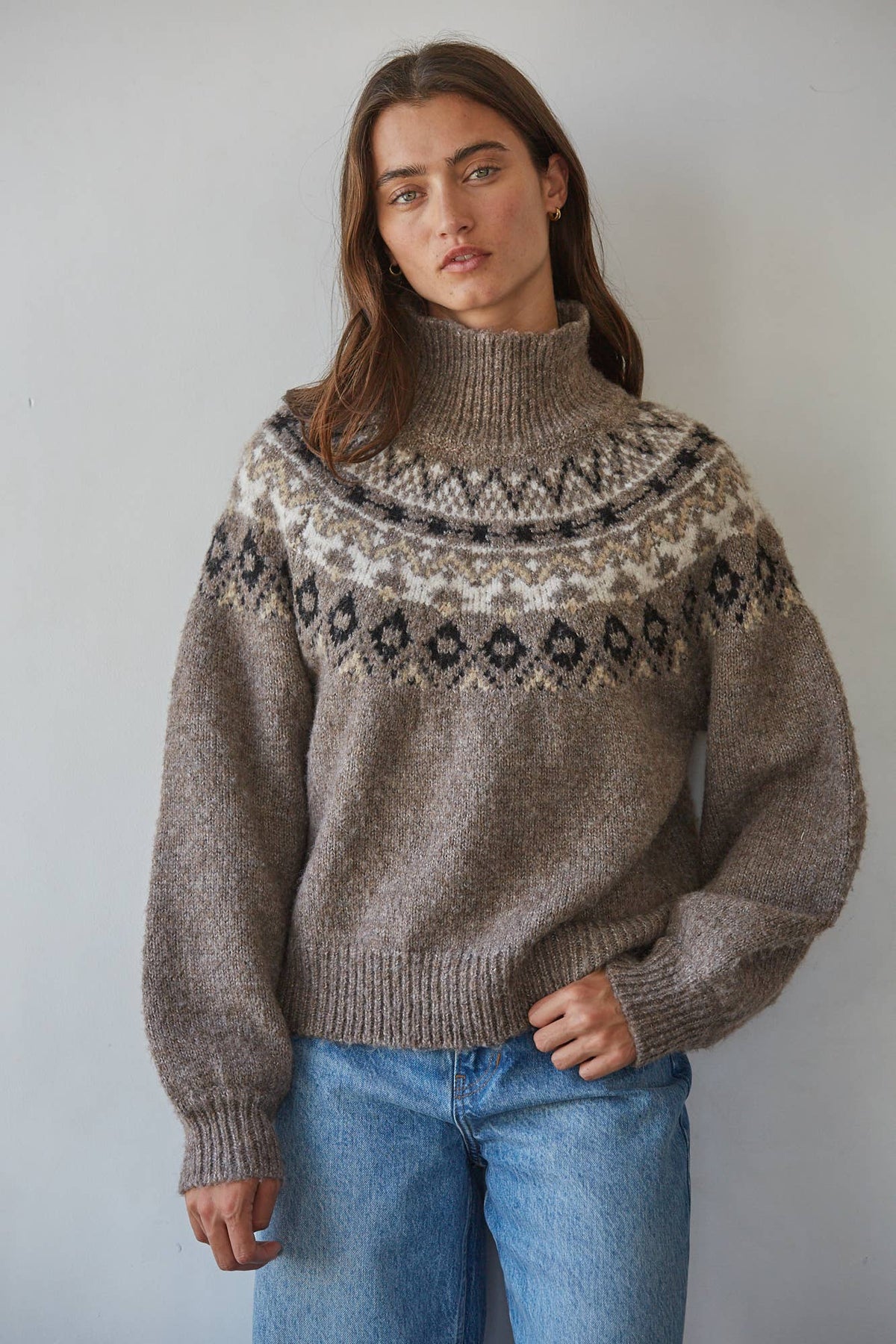 Kristen Fair Isle Mock Neck Sweater