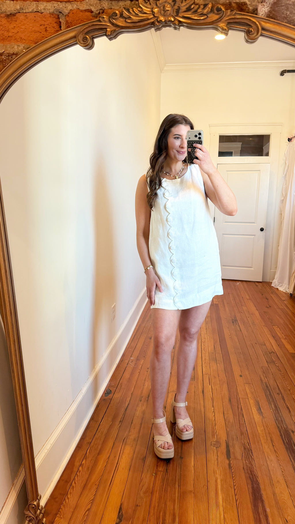 Magnolia Scalloped  Linen Mini Dress