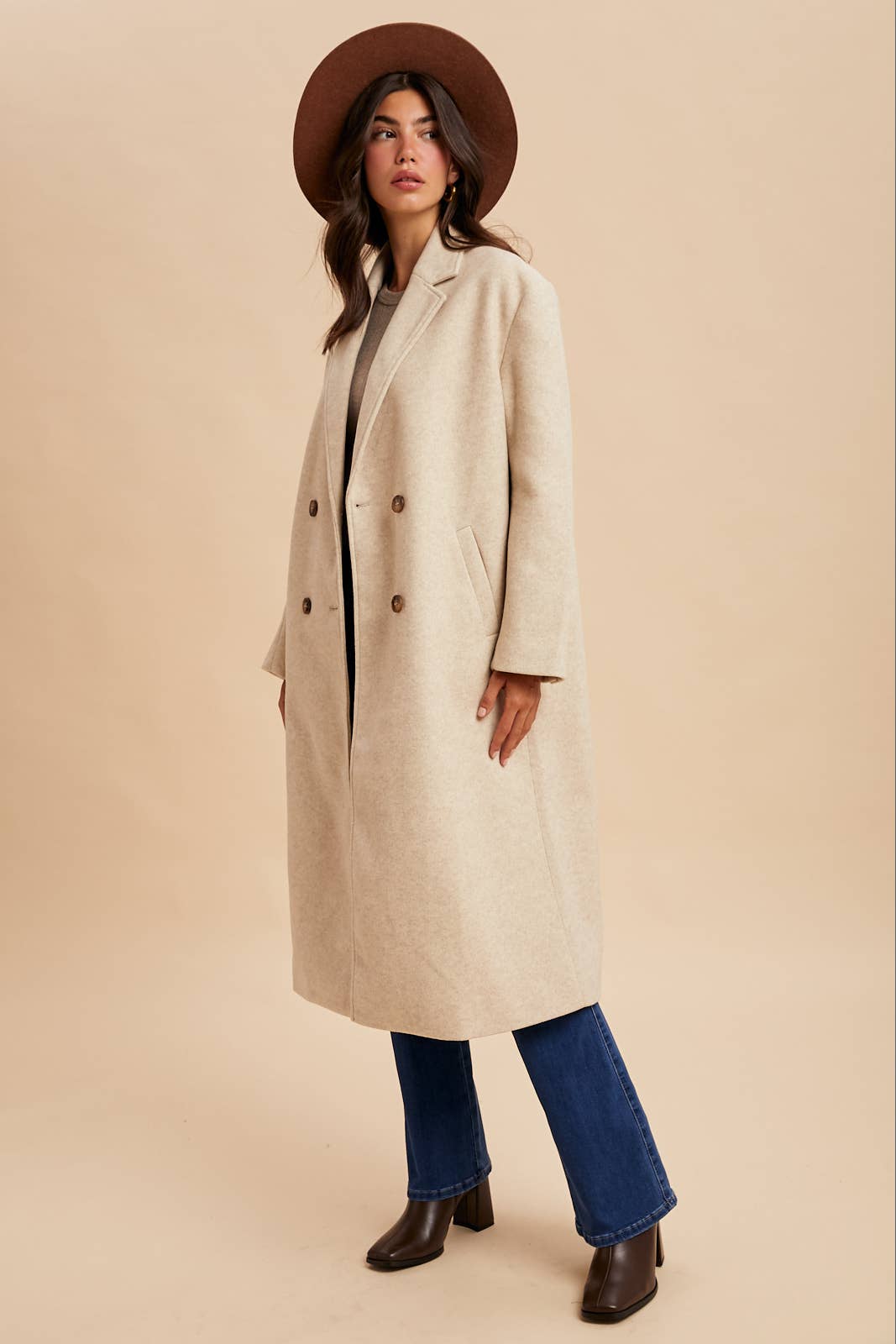 Frankie Felted Double Breasted Lapel Duster Coat