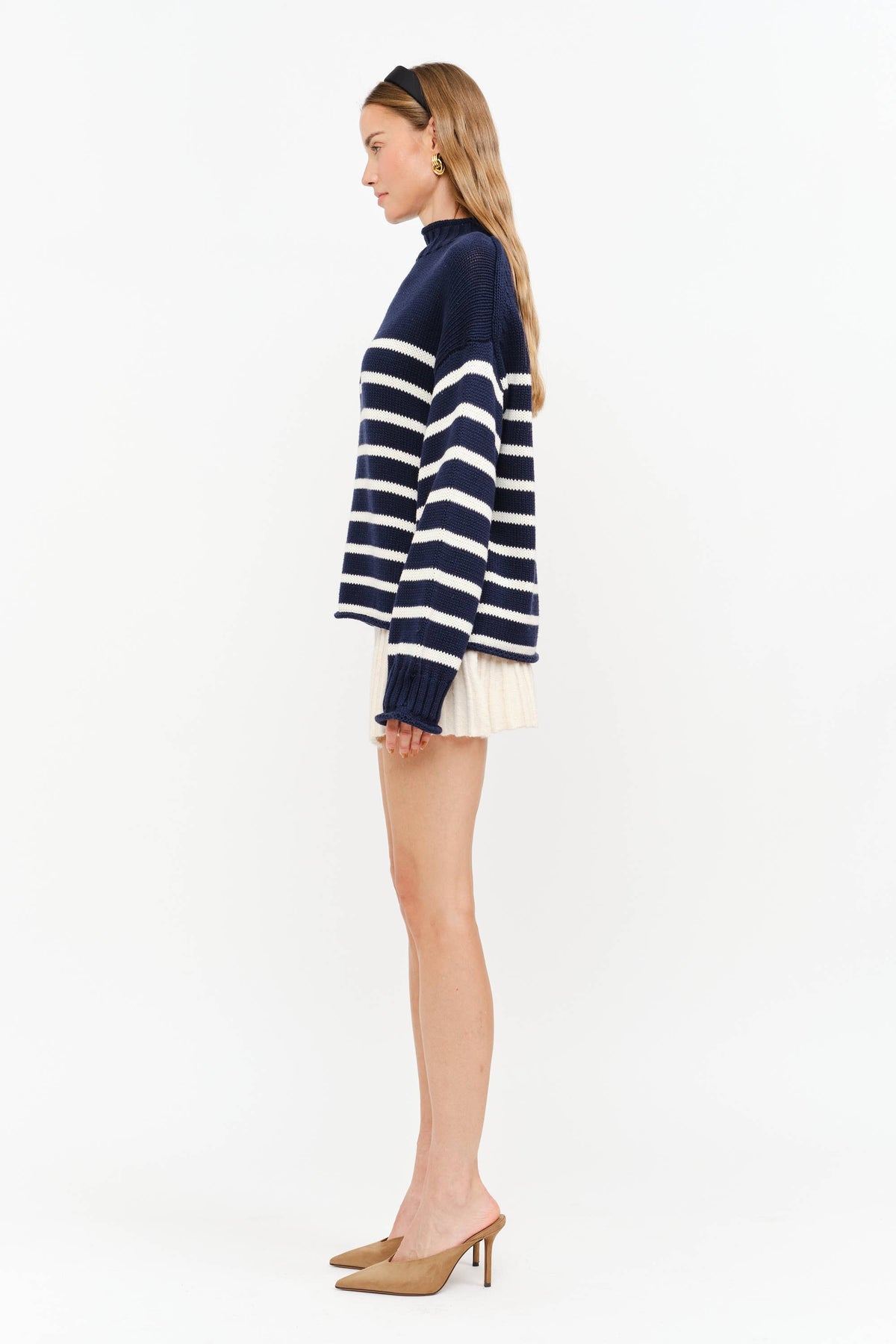 Skylar Cotton Rollneck Sweater- Navy