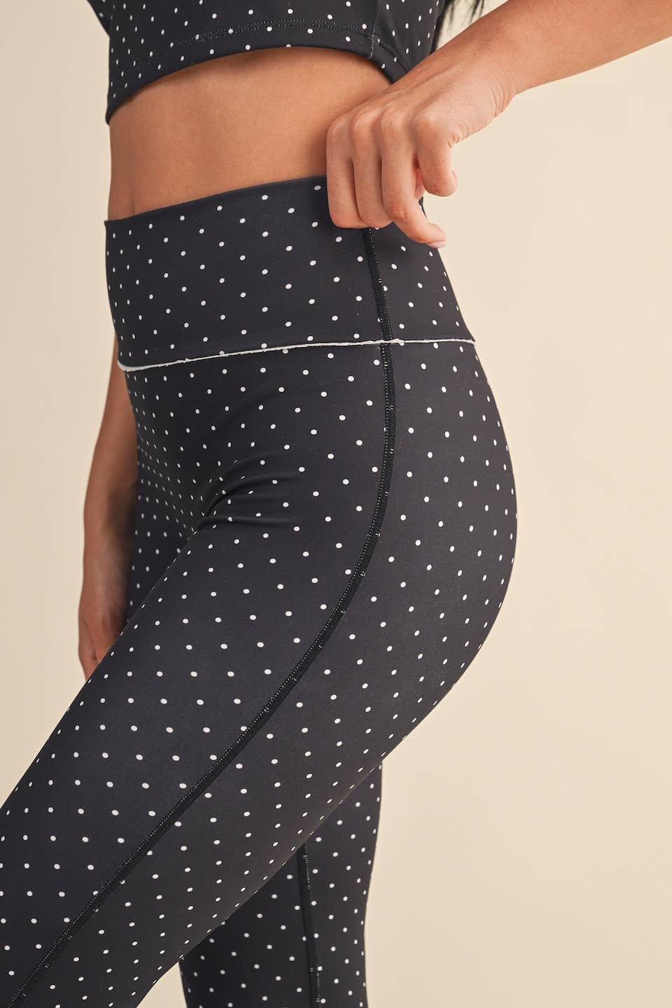Polka Dot Print High Waist Flare Pants with Lace Trim