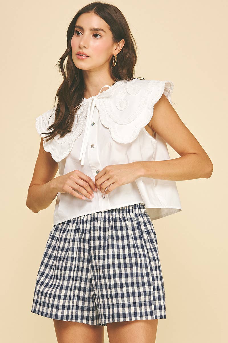 Emmie Embroidered Pilgrim Collar Button Down