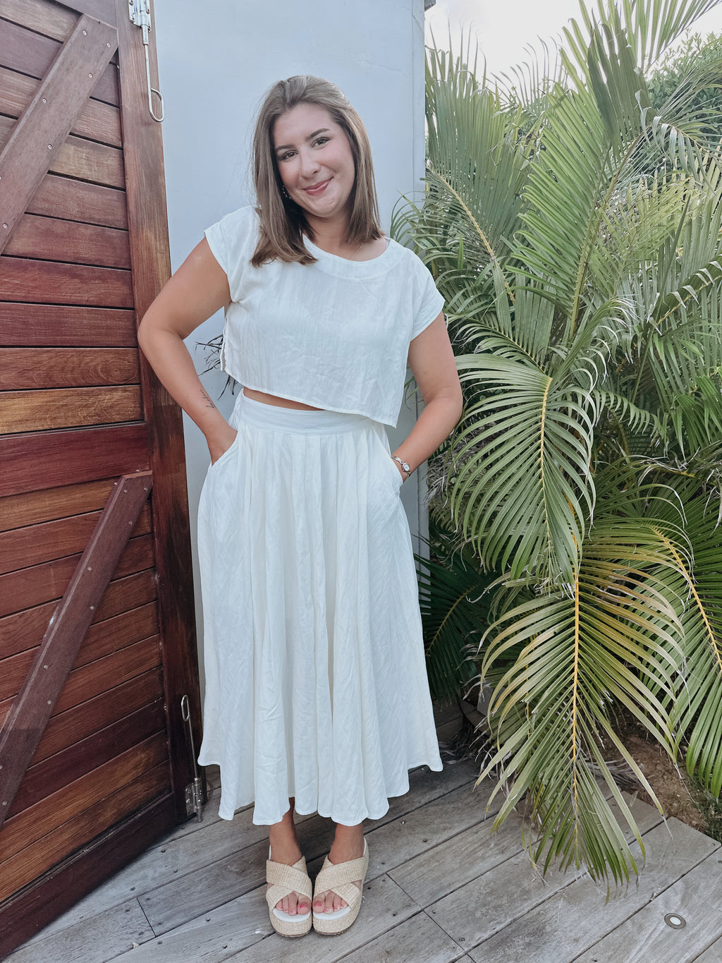 Natalie Flowy White Skirt Set-RESTOCK