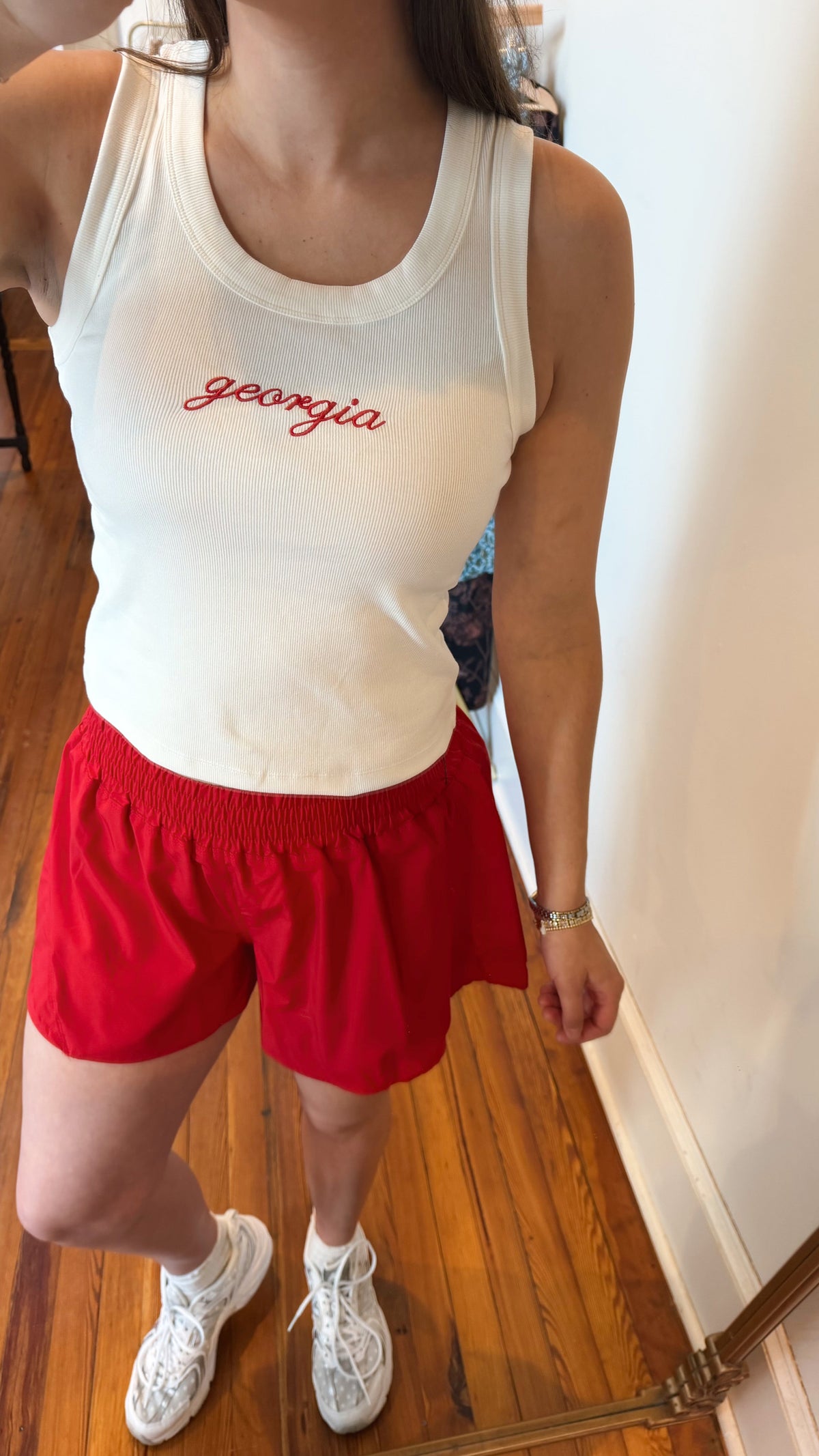 Georgia Embroidered Ribbed Tank Top
