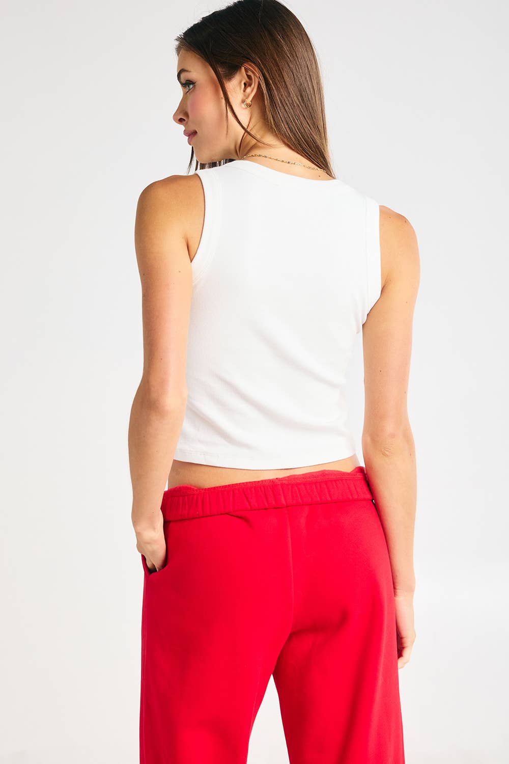 Georgia Embroidered Ribbed Tank Top