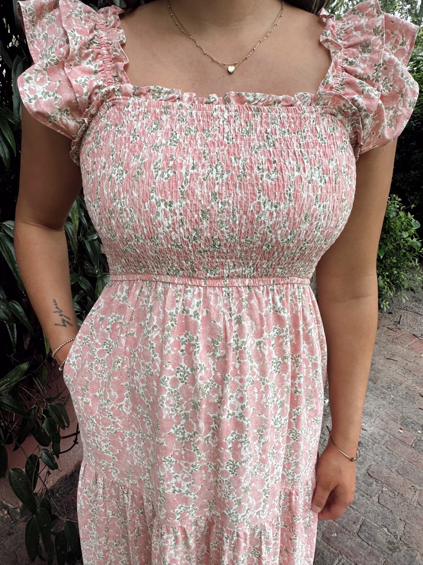 Amelia Pink Floral Nap Dress