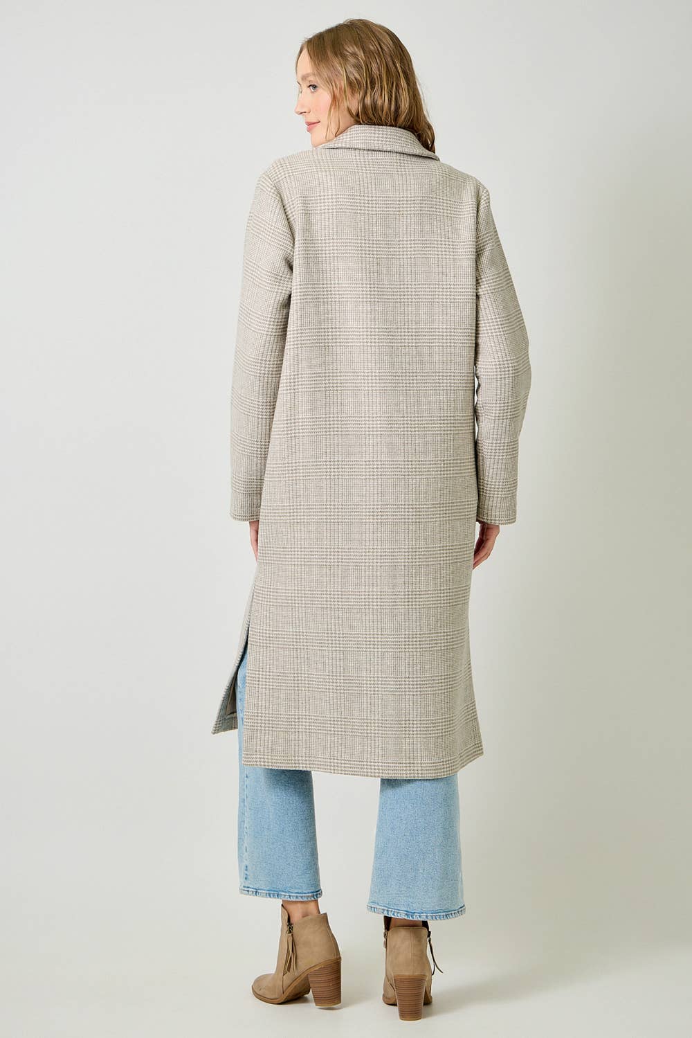 Hayes Houndstooth Plaid Long Coat