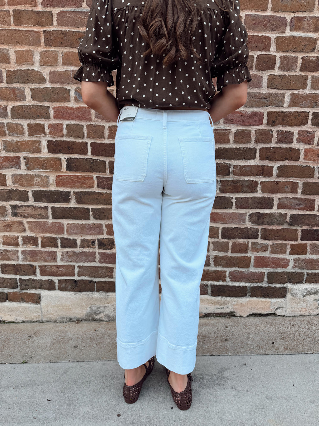 Holly High Rise Cropped Wide Leg White Jeans- Kancan